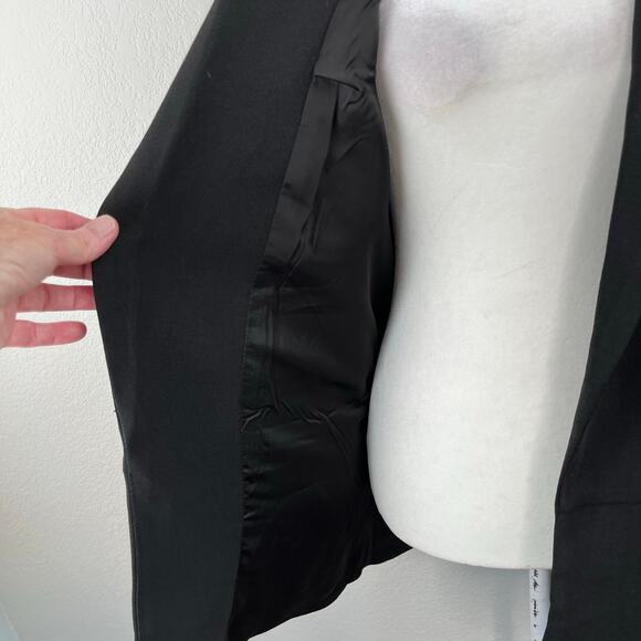 Truth Black Open Front Notch Lapel Ruched Sleeve Blazer NWT Medium - Picture 7 of 13